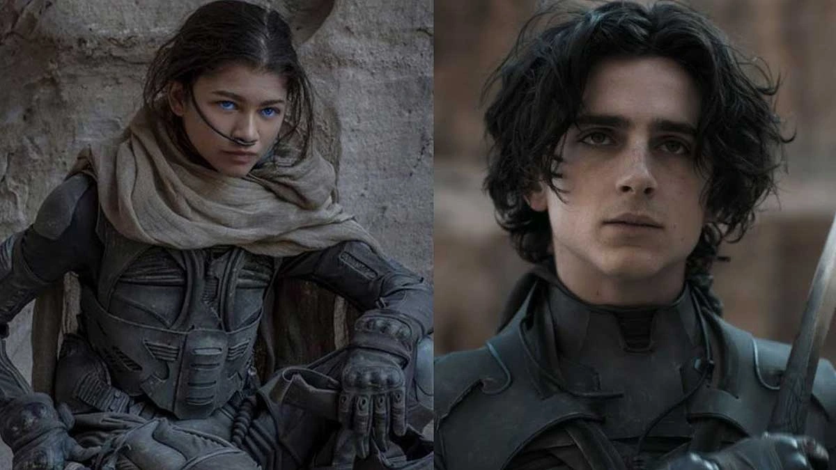 timothee chalamet e Zendaya na produção de 2021.